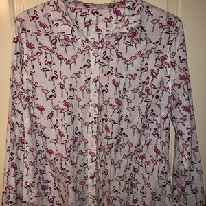 CUTE flamingo button down LS shirt